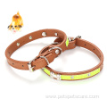 Custom Bone Decorate Adjustable Pu Leather Dog Collar